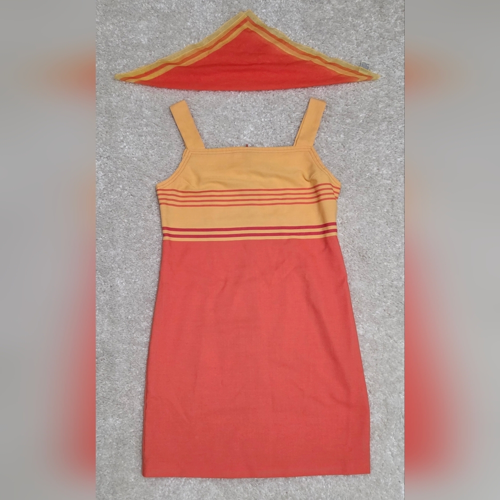 Y2K GAP Orange & Yellow Mini Dress With Matching Scarf, Women's Size 10